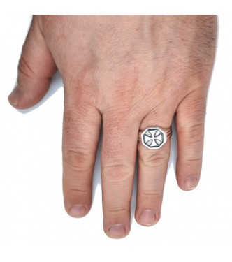 R002357 Genuine Sterling Silver Men Ring Maltese Cross Solid Stamped 925 Handmade